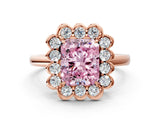 Rose gold Fancy Pink Radiant  Halo Cluster Diamond Engagement Ring with Solitaire Band and Prong Setting_48