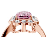 Rose gold Fancy Pink Radiant  Halo Cluster Diamond Engagement Ring with Solitaire Band and Prong Setting_52