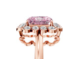 Rose gold Fancy Pink Radiant  Halo Cluster Diamond Engagement Ring with Solitaire Band and Prong Setting_53