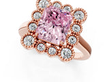 Rose gold Fancy Pink Radiant  Halo Diamond Cluster Engagement Ring with Milgrain Bezel Setting and Solitaire Band_88