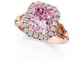 Rose gold Fancy Pink Radiant  Halo Diamond Engagement Ring with Filigree Band and Four-Prong Setting_102