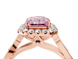Rose gold Fancy Pink Radiant  Halo Diamond Engagement Ring with Filigree Band and Four-Prong Setting_105