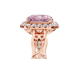 Rose gold Fancy Pink Radiant  Halo Diamond Engagement Ring with Filigree Band and Four-Prong Setting_106