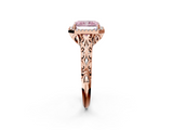 Rose gold Fancy Pink Radiant  Halo Diamond Engagement Ring with Intricate Filigree Band and Four-Prong Setting_55