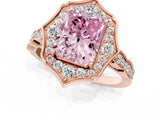 Rose gold Fancy Pink Radiant  Halo Diamond Engagement Ring with Milgrain Band and Four-Prong Setting_55