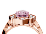 Rose gold Fancy Pink Radiant  Halo Diamond Engagement Ring with Milgrain Band and Four-Prong Setting_58