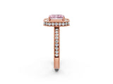 Rose gold Fancy Pink Radiant  Halo Diamond Engagement Ring with Milgrain Pave Band and Four-Prong Setting_53