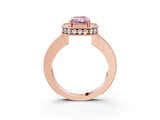 Rose gold Fancy Pink Radiant  Halo Diamond Engagement Ring with Milgrain Pave Band and Four-Prong Setting_54