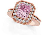 Rose gold Fancy Pink Radiant  Halo Diamond Engagement Ring with Milgrain Pave Band and Four-Prong Setting_64