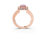 Rose gold Fancy Pink Radiant  Halo Diamond Engagement Ring with Milgrain Pave Band and Four-Prong Setting_66