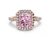 Rose gold Fancy Pink Radiant  Halo Diamond Engagement Ring with Pavé Band and Four-Prong Setting_111