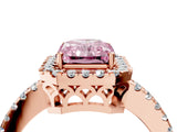 Rose gold Fancy Pink Radiant  Halo Diamond Engagement Ring with Pavé Band and Four-Prong Setting_115