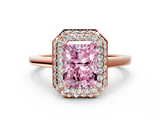 Rose gold Fancy Pink Radiant  Halo Diamond Engagement Ring with Solitaire Band and Four-Prong Setting_20