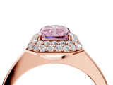 Rose gold Fancy Pink Radiant  Halo Diamond Engagement Ring with Solitaire Band and Four-Prong Setting_24