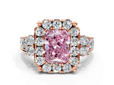 Rose gold Fancy Pink Radiant  Halo Diamond Engagement Ring with Split Shank and Four-Prong Setting_43