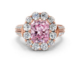 Rose gold Fancy Pink Radiant  Halo Diamond Engagement Ring with Split Shank and Prong Setting_66