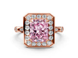 Rose gold Fancy Pink Radiant  Halo Diamond Engagement Ring with Twisted Band and Four-Prong Setting 1