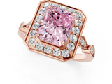 Rose gold Fancy Pink Radiant  Halo Diamond Engagement Ring with Twisted Band and Four-Prong Setting 2