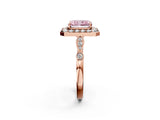 Rose gold Fancy Pink Radiant  Halo Diamond Engagement Ring with Twisted Band and Four-Prong Setting 3