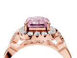 Rose gold Fancy Pink Radiant  Halo Diamond Engagement Ring with Vintage-Inspired Band and Four-Prong Setting_7