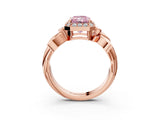 Rose gold Fancy Pink Radiant  Halo Diamond Floral Band with Four-Prong Setting_59