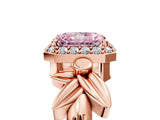 Rose gold Fancy Pink Radiant  Halo Diamond Floral Band with Four-Prong Setting_61