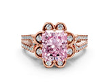 Rose gold Fancy Pink Radiant  Halo Diamond Floral Split Shank Engagement Ring 1