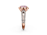 Rose gold Fancy Pink Radiant  Halo Diamond Floral Split Shank Engagement Ring 3