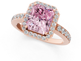 Rose gold Fancy Pink Radiant  Halo Diamond Pavé Band Ring with Prong Setting_21
