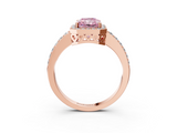 Rose gold Fancy Pink Radiant  Halo Diamond Pavé Band Ring with Prong Setting_23