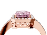 Rose gold Fancy Pink Radiant  Halo Diamond Pavé Band Ring with Prong Setting_24