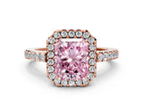 Rose gold Fancy Pink Radiant  Halo Diamond Pavé Solitaire Ring_51