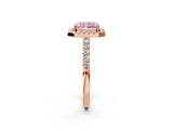 Rose gold Fancy Pink Radiant  Halo Diamond Pavé Solitaire Ring_53
