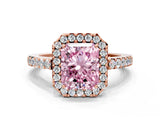 Rose gold Fancy Pink Radiant  Halo Diamond Pavé Solitaire Ring_63