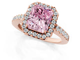 Rose gold Fancy Pink Radiant  Halo Diamond Pavé Solitaire Ring_64