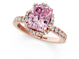 Rose gold Fancy Pink Radiant  Halo Diamond Pave Band Ring with Four-Prong Setting_16