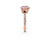 Rose gold Fancy Pink Radiant  Halo Diamond Pave Band Ring with Four-Prong Setting_17