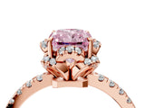 Rose gold Fancy Pink Radiant  Halo Diamond Pave Band Ring with Four-Prong Setting_19