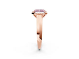 Rose gold Fancy Pink Radiant  Halo Diamond Ring with Cathedral Band and Four-Prong Setting_51
