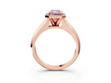 Rose gold Fancy Pink Radiant  Halo Diamond Ring with Cathedral Band and Four-Prong Setting_52
