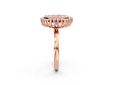 Rose gold Fancy Pink Radiant  Halo Diamond Ring with Milgrain Edge and Round Prong Setting_28