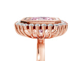 Rose gold Fancy Pink Radiant  Halo Diamond Ring with Milgrain Edge and Round Prong Setting_31