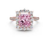 Rose gold Fancy Pink Radiant  Halo Diamond Ring with Pavé Band and Prong Setting_37