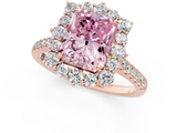Rose gold Fancy Pink Radiant  Halo Diamond Ring with Pavé Band and Prong Setting_38