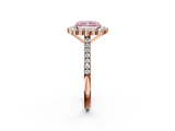 Rose gold Fancy Pink Radiant  Halo Diamond Ring with Pavé Band and Prong Setting_39