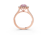 Rose gold Fancy Pink Radiant  Halo Diamond Ring with Pavé Band and Prong Setting_40