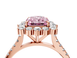 Rose gold Fancy Pink Radiant  Halo Diamond Ring with Pavé Band and Prong Setting_41