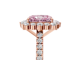 Rose gold Fancy Pink Radiant  Halo Diamond Ring with Pavé Band and Prong Setting_42