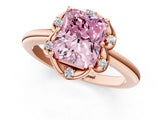 Rose gold Fancy Pink Radiant  Halo Diamond Ring with Round Cluster Setting, Solitaire Band, and Four-Prong Setting_52