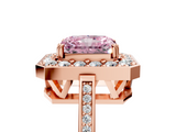 Rose gold Fancy Pink Radiant  Halo Diamond Ring with Split Shank and Four-Prong Setting_79